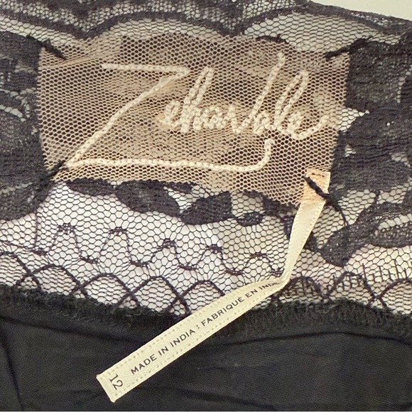 Anthropologie zeharvale Black Tulle Floral Embroidered Mini Dress size 12 - Picture 4 of 5